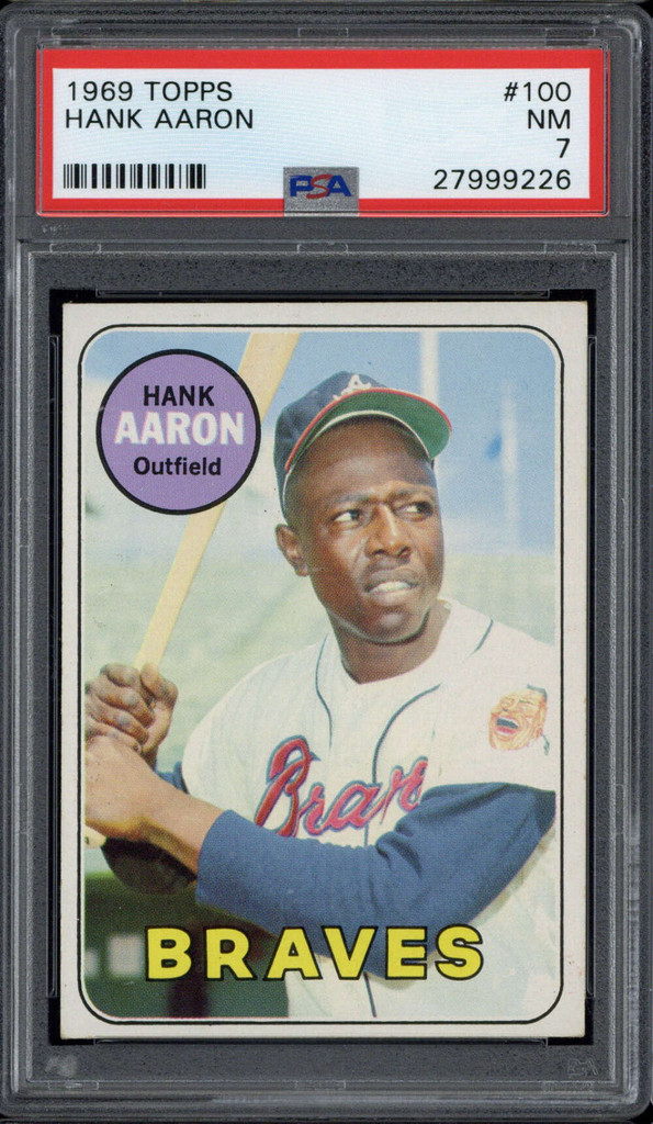 1969 Topps #100 Hank Aaron Braves PSA 7 Near Mint