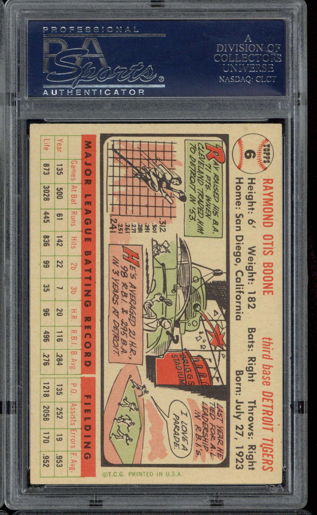 1956 Topps #6 Ray Boone Tigers PSA 5 EX White Back