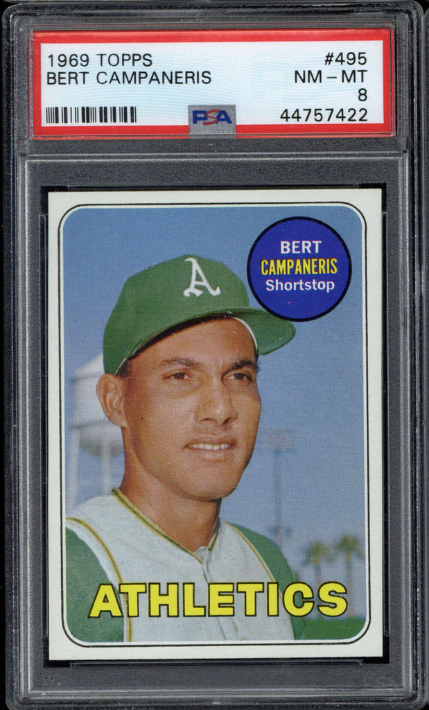 1969 Topps #495 Bert Campaneris Athletics PSA 8 NM-Mint