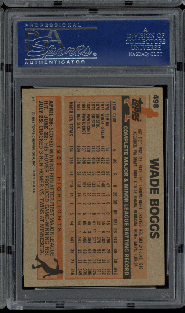 1983 Topps #498 Wade Boggs Red Sox PSA 5 EX RC