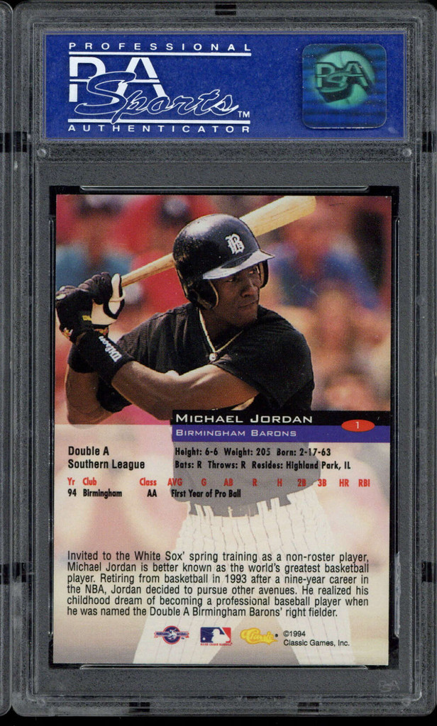 1994 Classic #1 Michael Jordan Barons PSA 8 NM-Mint Minor League