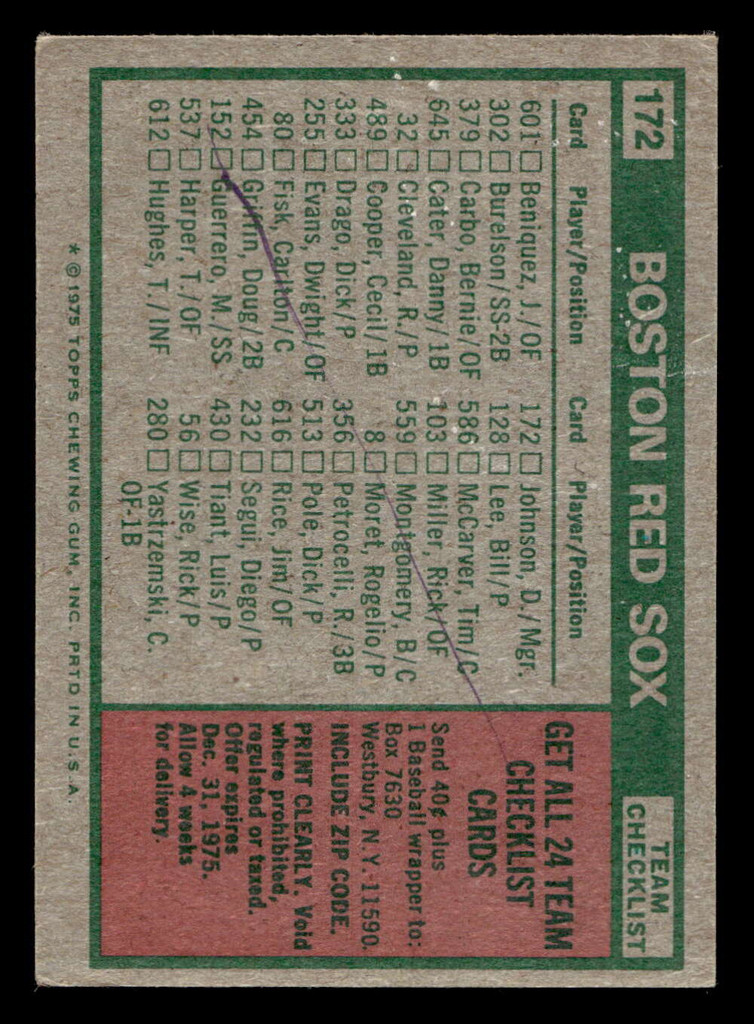 1975 Topps Mini #172 Darrell Johnson MG G-VG MINI 