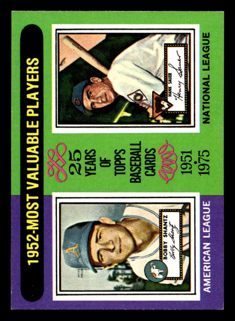 1975 Topps Mini #190 1952 's Bobby Shantz/Hank Sauer MVP Near Mint MINI  ID: 513611