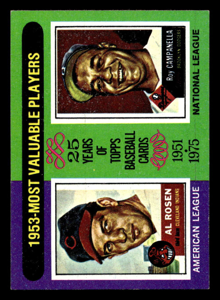 1975 Topps Mini #191 1953 's Al Rosen/Roy Campanella MVP Near Mint MINI  ID: 513618