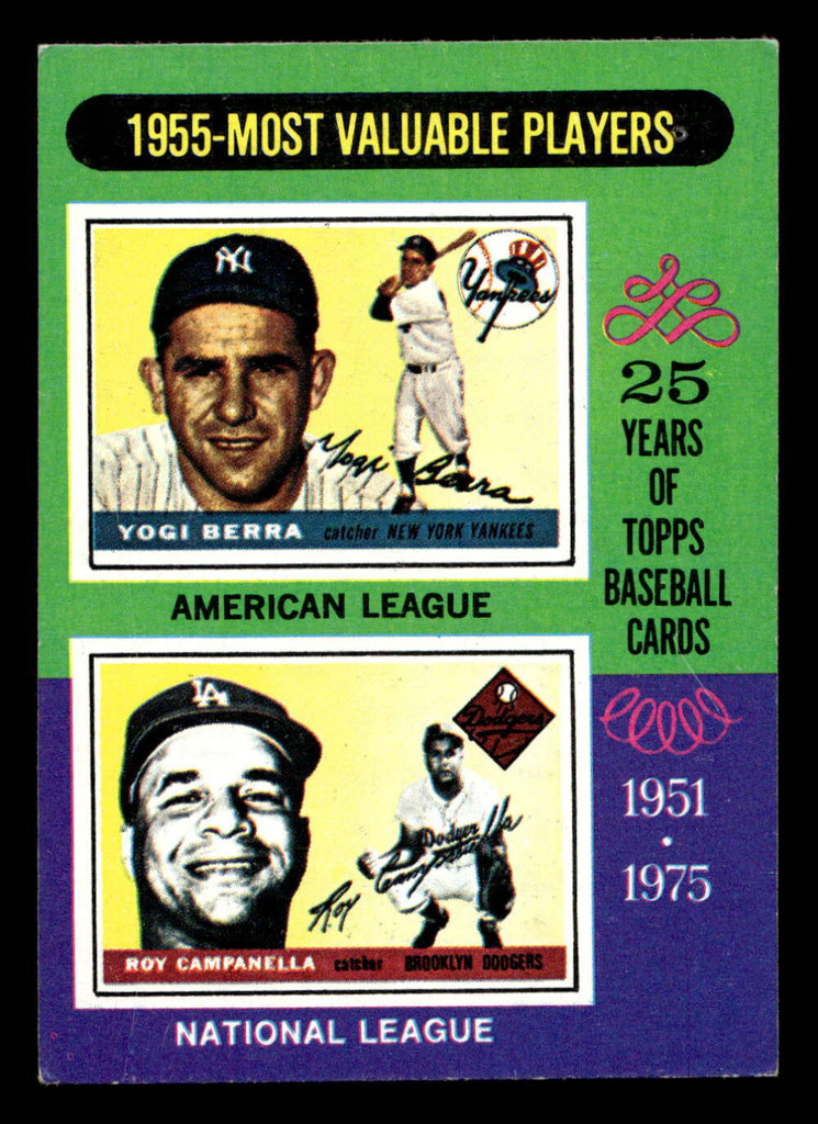 1975 Topps Mini #193 1955 's Yogi Berra/Roy Campanella MVP Excellent+ MINI  ID: 513625