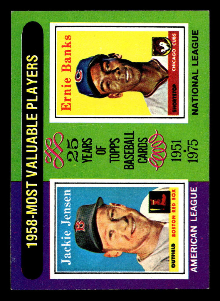 1975 Topps Mini #196 1958 's Jackie Jensen/Ernie Banks MVP Ex-Mint MINI  ID: 513627