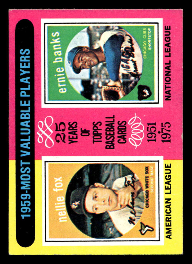 1975 Topps Mini #197 1959 's Nellie Fox/Ernie Banks MVP Ex-Mint MINI  ID: 513633