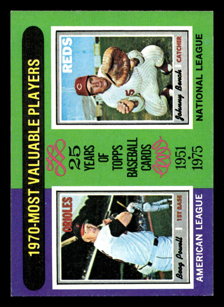 1975 Topps Mini #208 1970 's Boog Powell/Johnny Bench MVP Near Mint MINI  ID: 513649