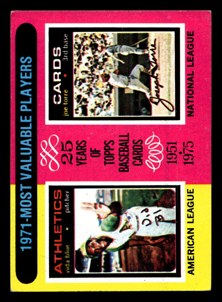1975 Topps Mini #209 1971 's Vida Blue/Joe Torre MVP Ex-Mint MINI 