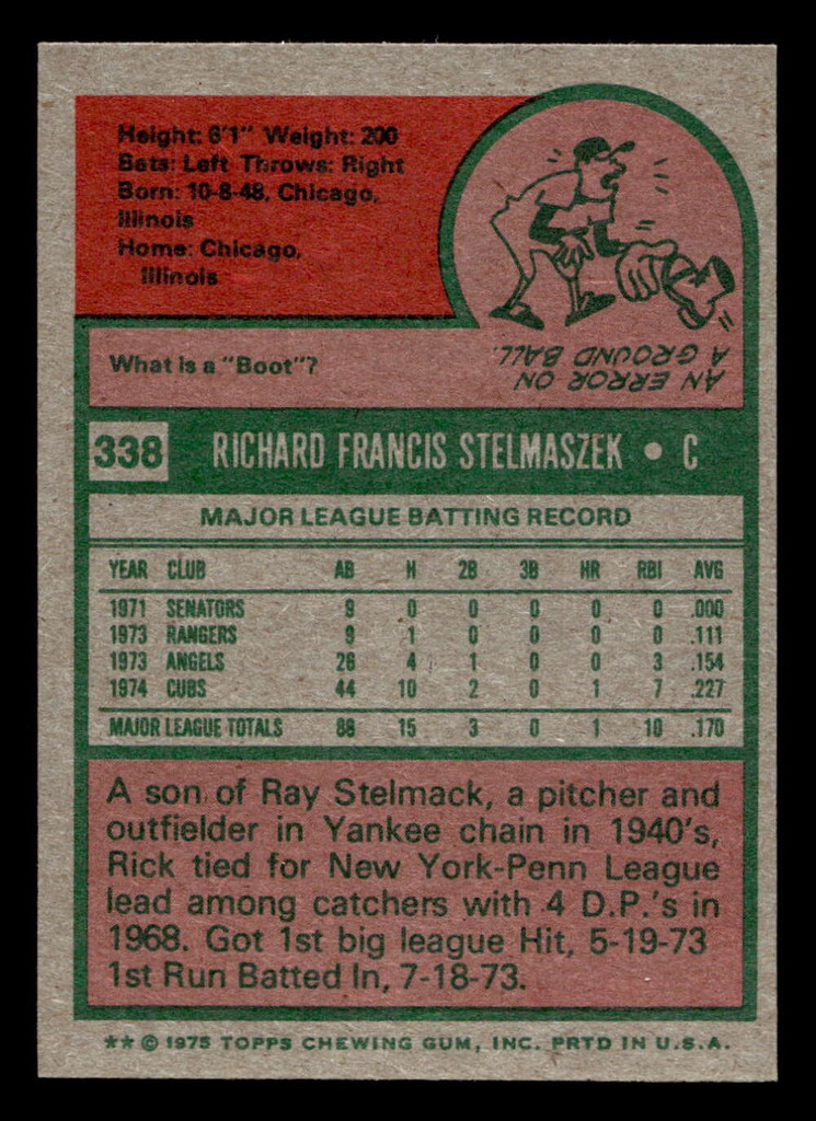 1975 Topps Mini #338 Rick Stelmaszek Ex-Mint MINI 