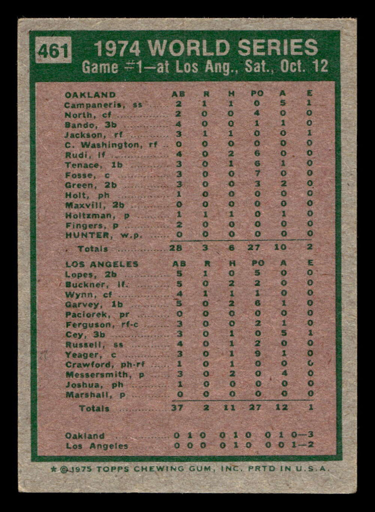 1975 Topps Mini #461 World Series Game 1 Excellent MINI 