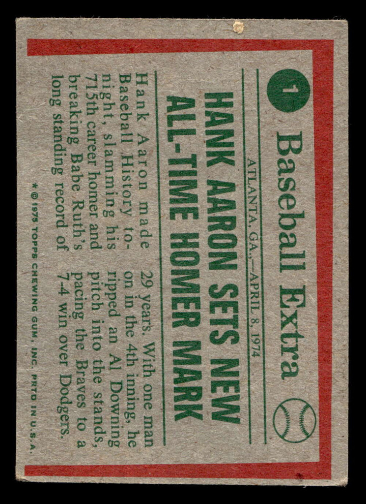 1975 Topps Mini #1 Hank Aaron HL G-VG MINI 