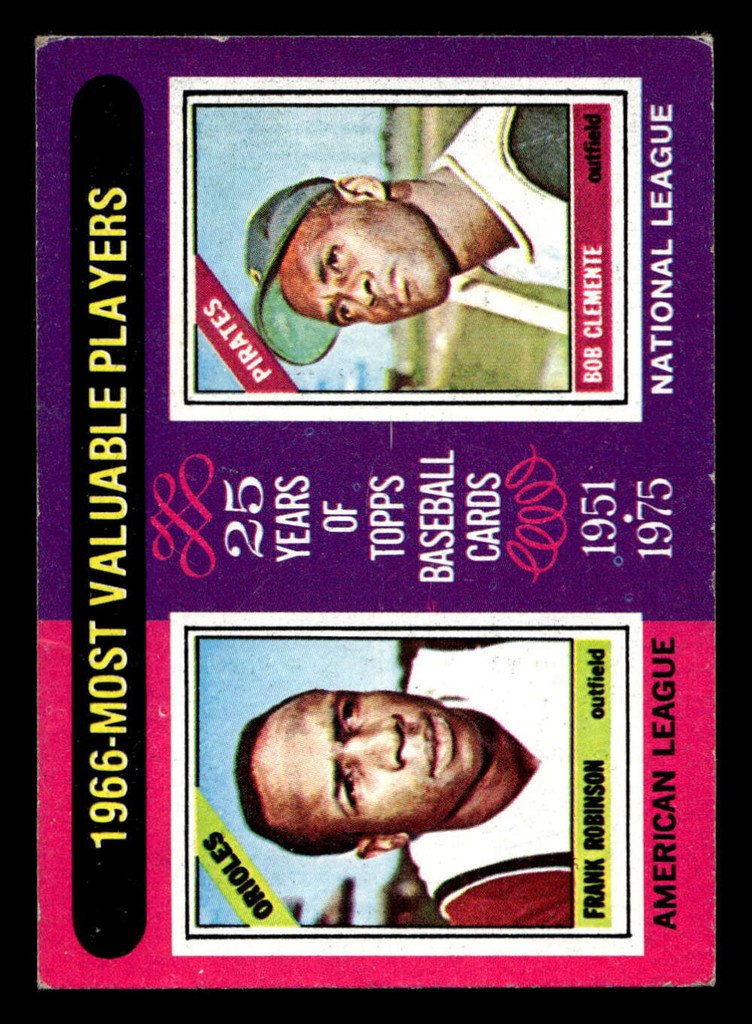1975 Topps Mini #204 1966 's Frank Robinson/Roberto Clemente MVP Excellent MINI 