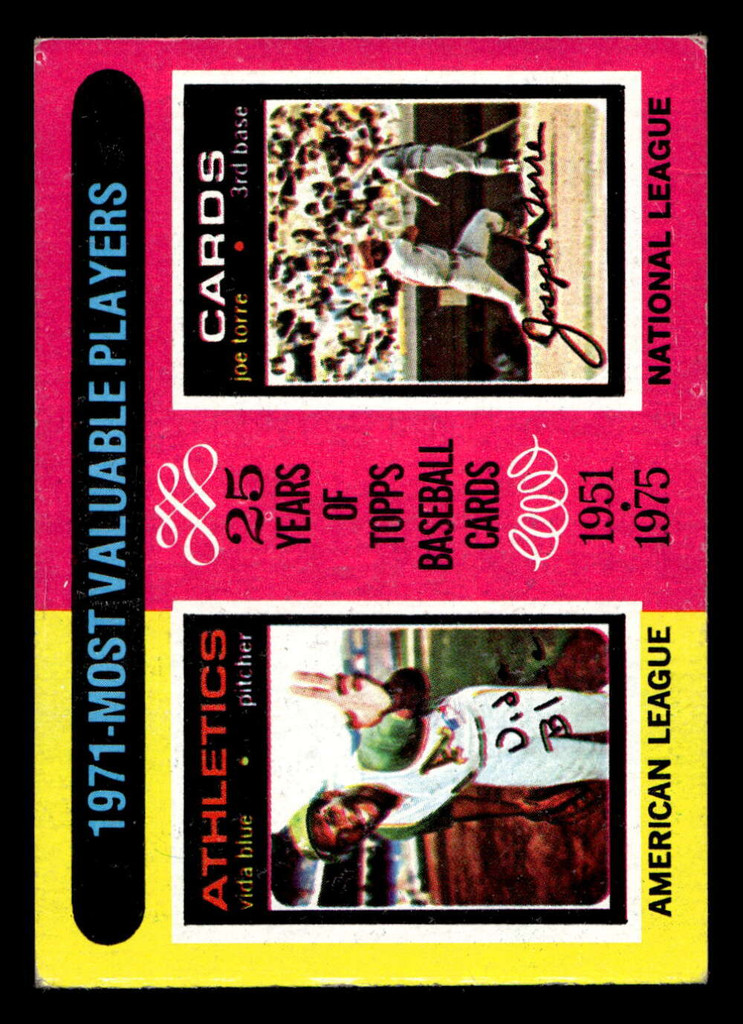 1975 Topps Mini #209 1971 's Vida Blue/Joe Torre MVP Excellent+ MINI 