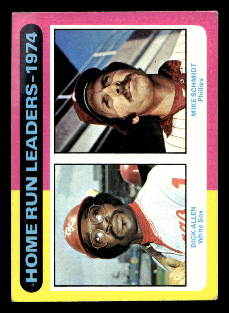 1975 Topps Mini #307 Dick Allen/Mike Schmidt Home Run Leaders Excellent MINI 