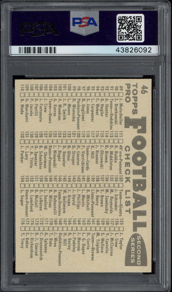 1959 Topps #46 Team Card Green Bay Packers PSA 4 VG-EX