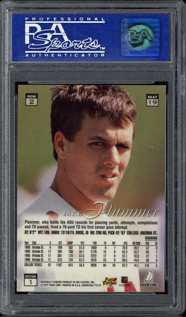 1997 Flair Showcase #19 Jake Plummer Cardinals PSA 9 Mint RC Row 2