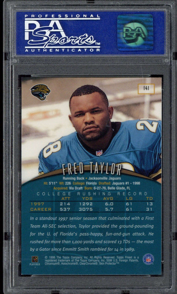 1998 Finest #141 Fred Taylor Jaguars PSA 9 Mint RC
