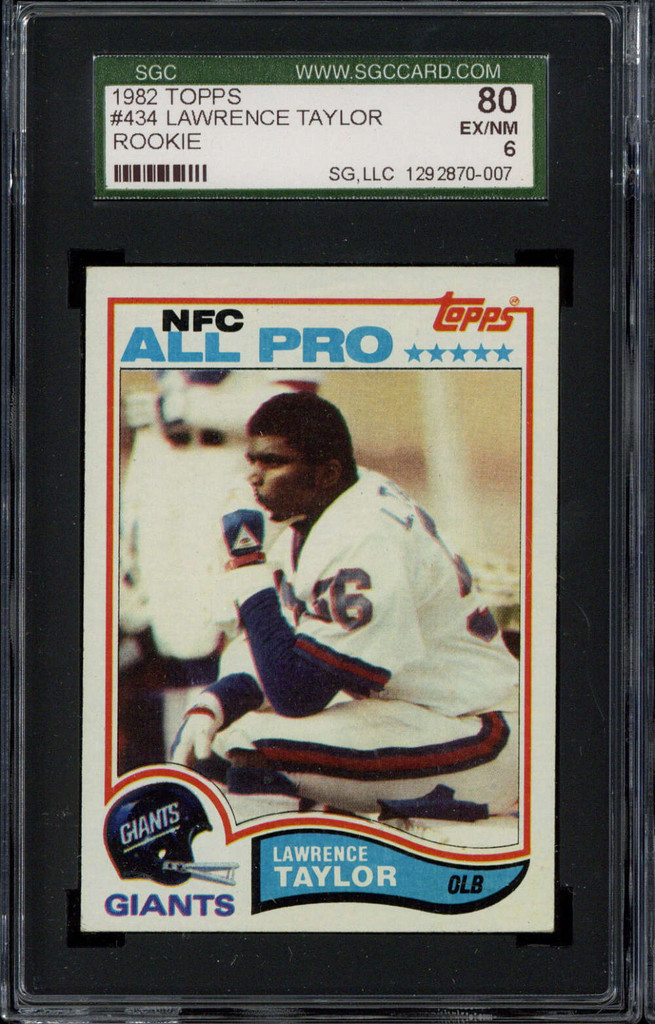 1982 Topps #434 Lawrence Taylor Giants SGC 6 EX-Mint RC