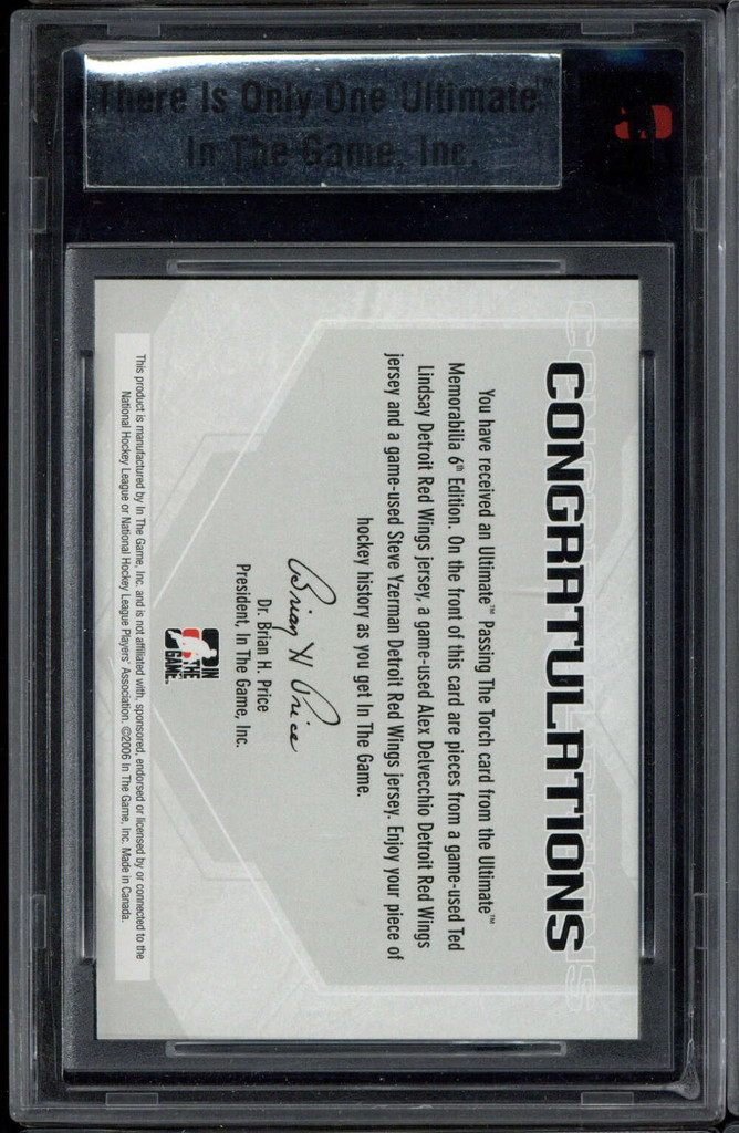 2005 In the Game Passing Torch Steve Yzerman Red Wings BGS GU /25