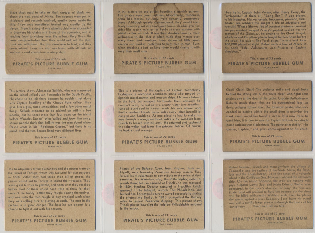 1933 R109 Pirates Pictures Bubble Gum Cards Partial Set 26/72  #*sku37143