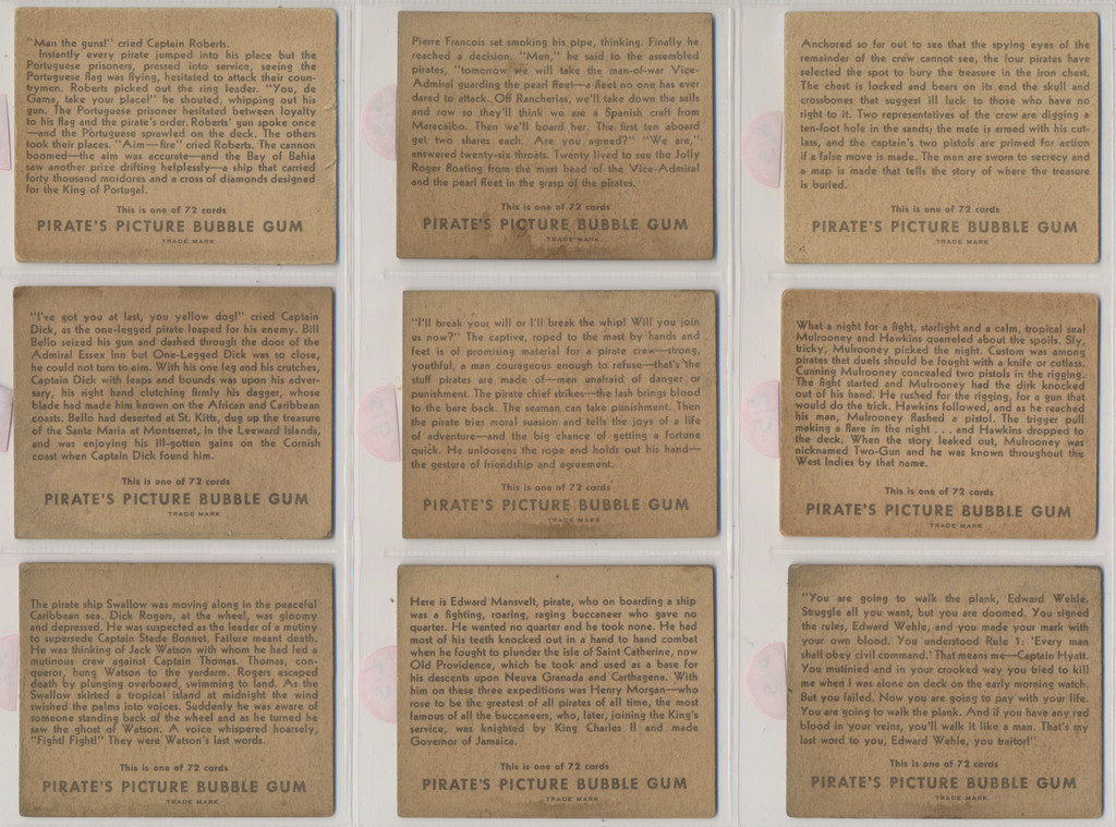 1933 R109 Pirates Pictures Bubble Gum Cards Partial Set 26/72  #*sku37143