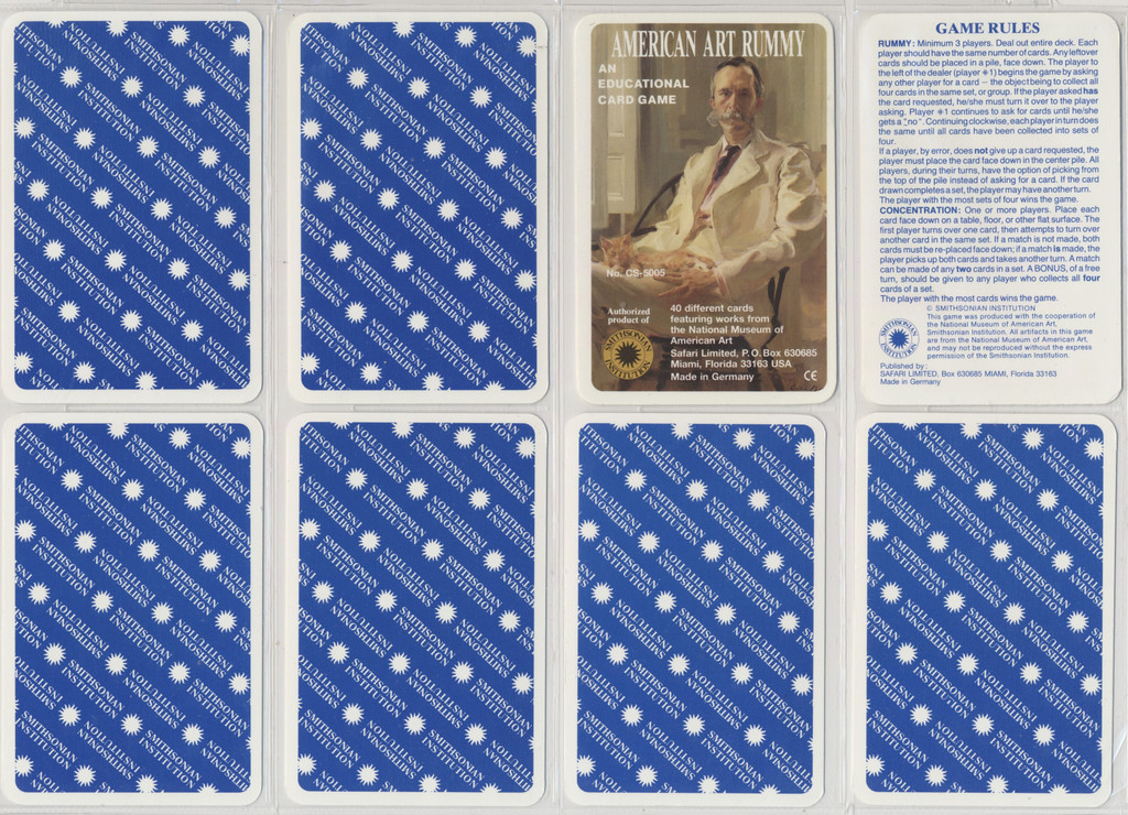 circ. 1970's Smithsonian Institution "American Art Rummy" Cards (56) with Case and Instructions  #*sku37146
