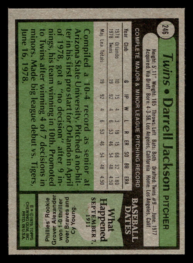 1979 Topps #246 Darrell Jackson Near Mint+ RC Rookie 