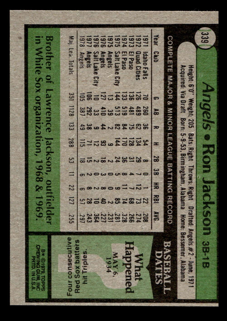 1979 Topps #339 Ron Jackson Ex-Mint 