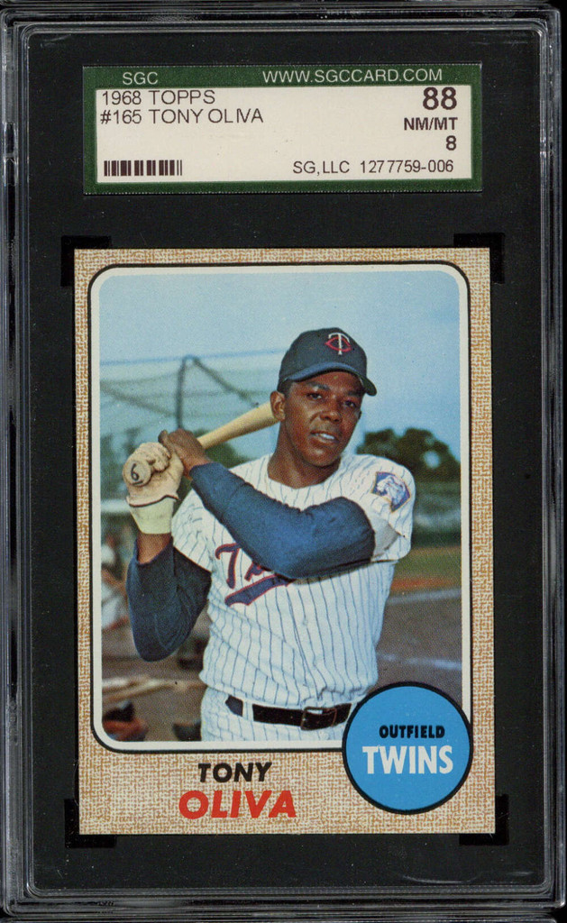 1968 Topps #165 Tony Oliva Twins SGC 8 NM-Mint