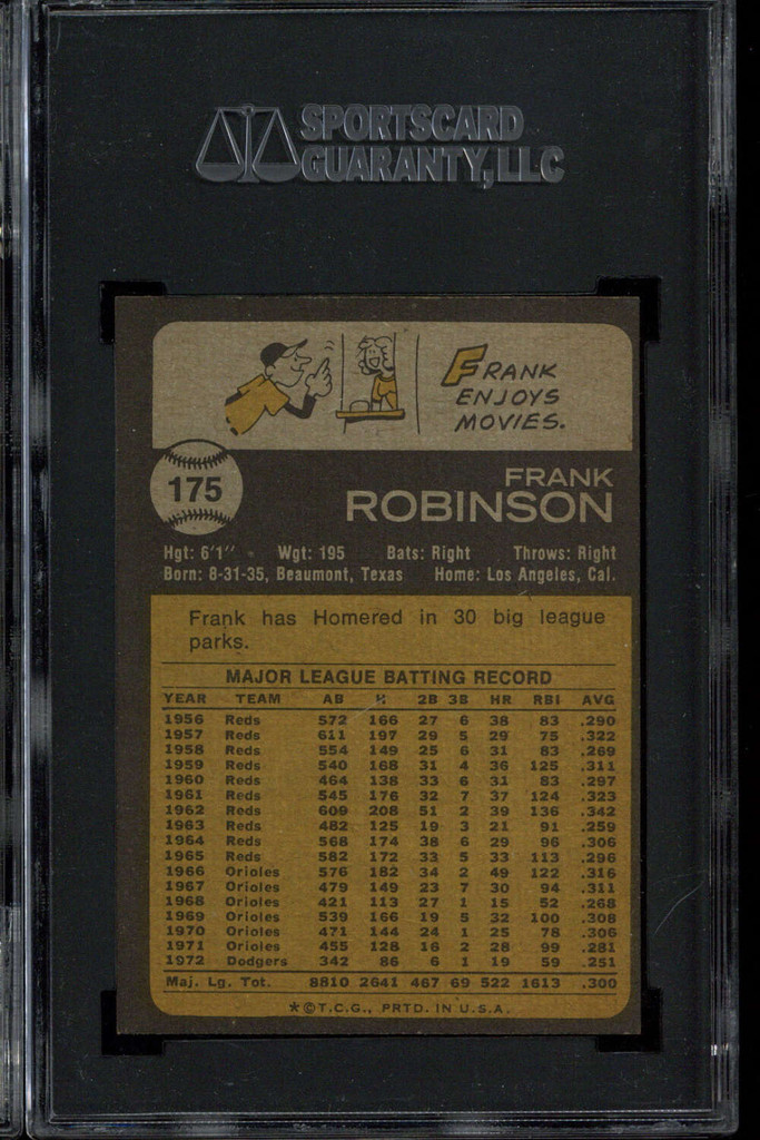 1973 Topps #175 Frank Robinson Angels SGC 8.5 NM-Mint+