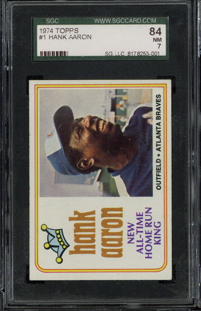 1974 Topps #1 Hank Aaron Braves SGC 7 Near Mint All Time Home Run King