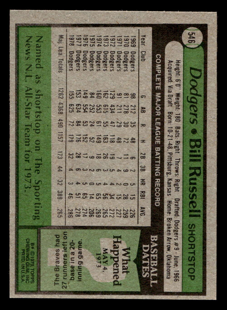 1979 Topps #546 Bill Russell Ex-Mint 