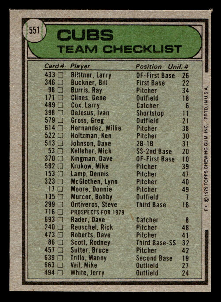 1979 Topps #551 Herman Franks MG Ex-Mint 