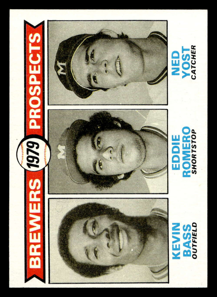 1979 Topps #708 Kevin Bass/Ed Romero/Ned Yost Brewers Prospects Near Mint RC Rookie 