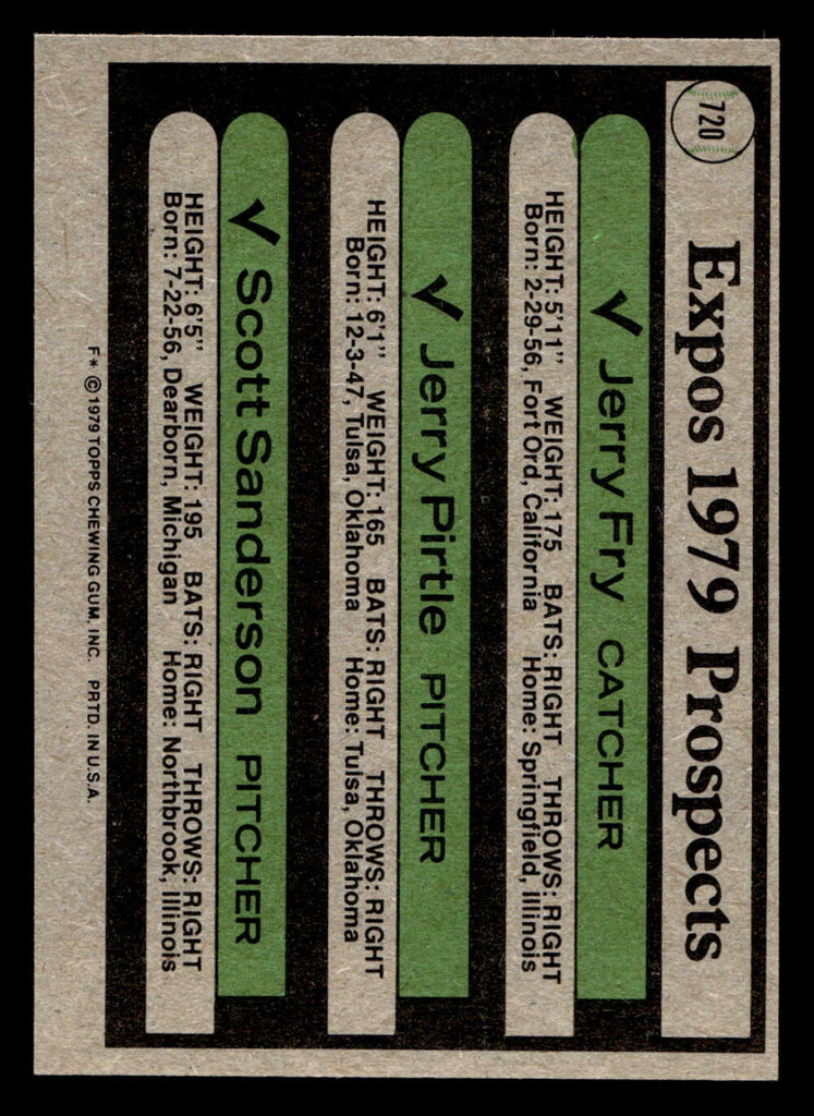 1979 Topps #720 Jerry Fry/Gerry Pirtle/Scott Sanderson Expos Prospects Near Mint RC Rookie 