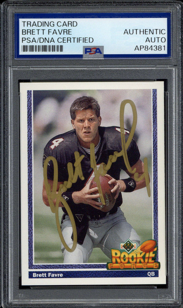 Brett Farve 1991 Upper Deck #647 Signed Auto PSA/DNA Slab Falcons Rookie Force ID: 515282