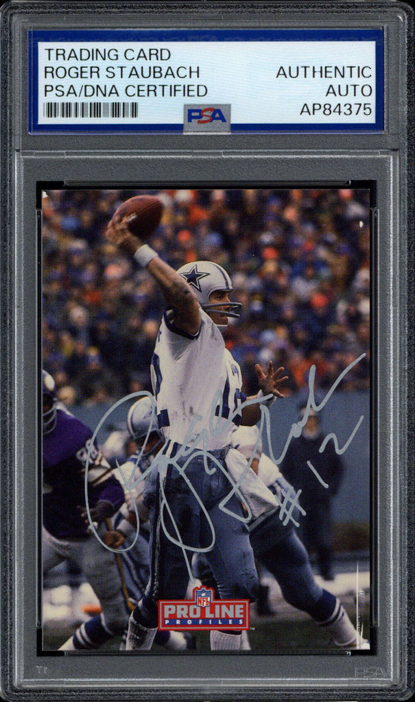 Roger Staubach 1990 Pro Set #37 Signed Auto PSA/DNA Slab Cowboys ID: 515288