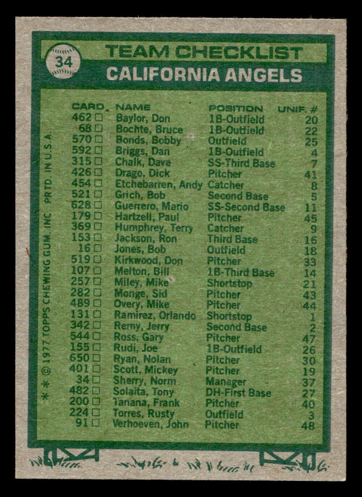 1977 Topps #34 Norm Sherry MG Near Mint  ID: 515419