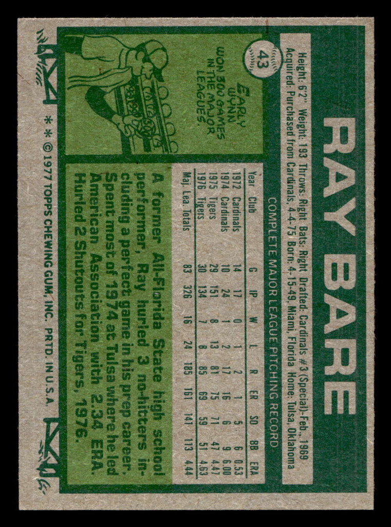 1977 Topps #43 Ray Bare Ex-Mint 