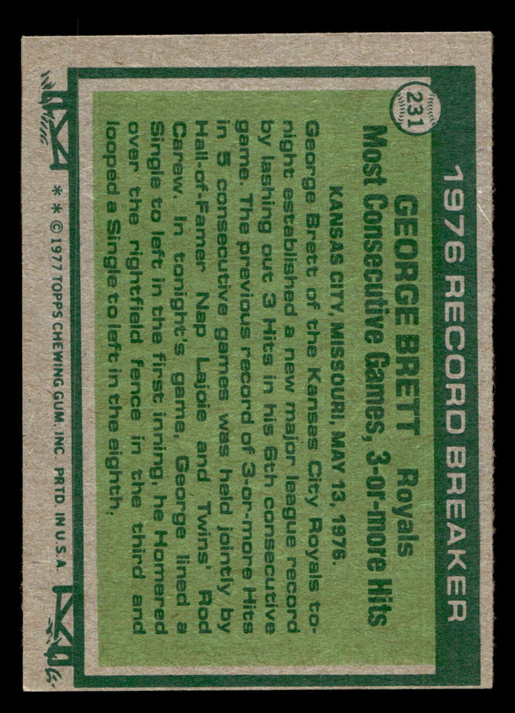 1977 Topps #231 George Brett RB Excellent+ 