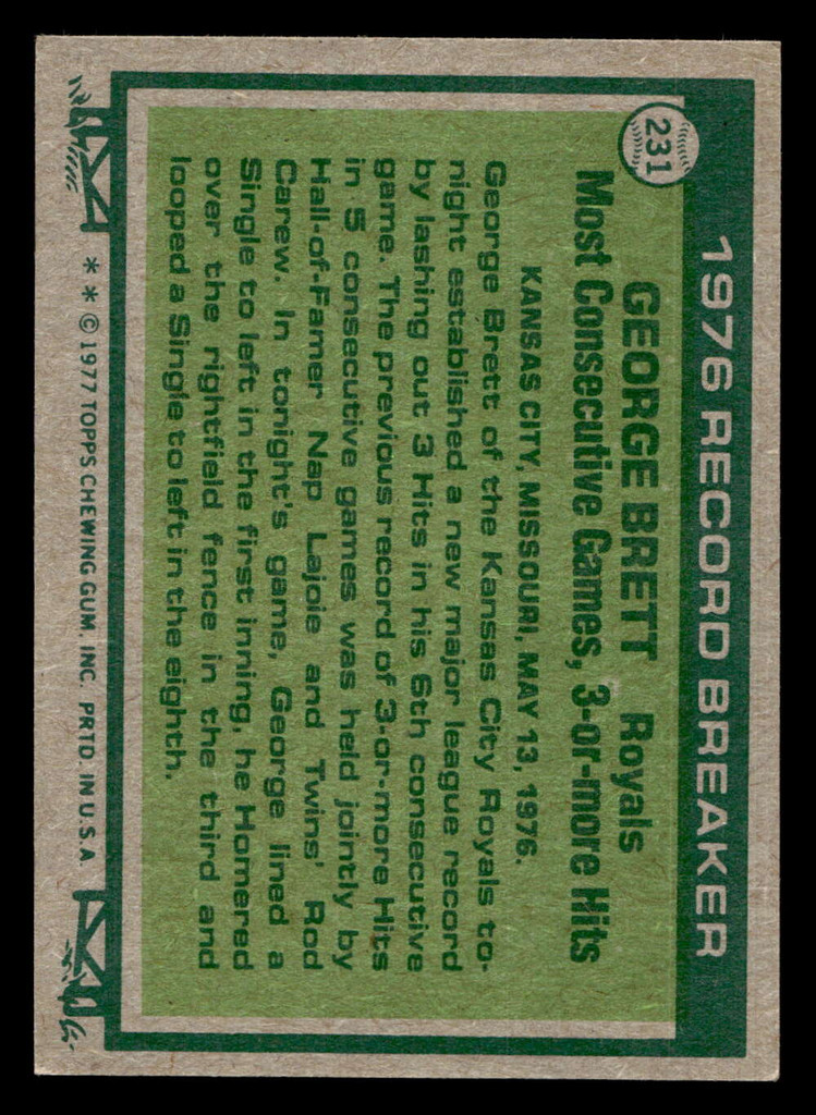 1977 Topps #231 George Brett RB Ex-Mint  ID: 516681