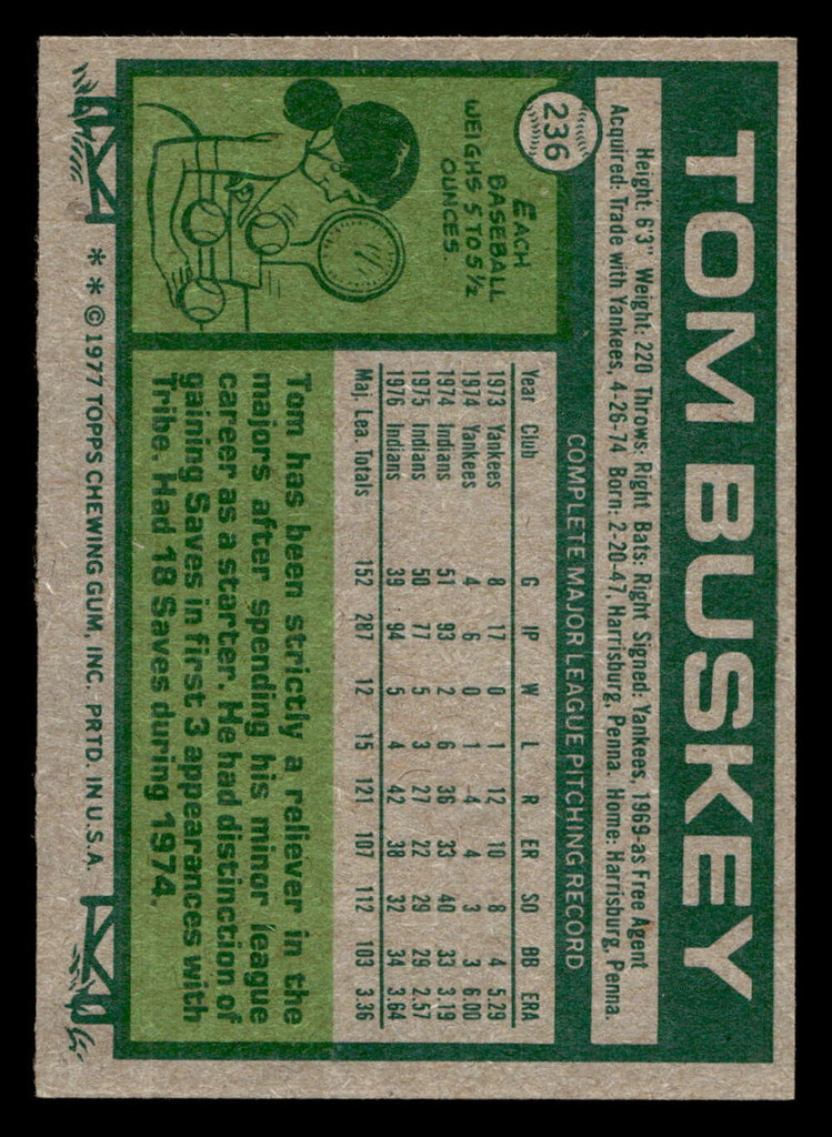 1977 Topps #236 Tom Buskey Near Mint  ID: 516702