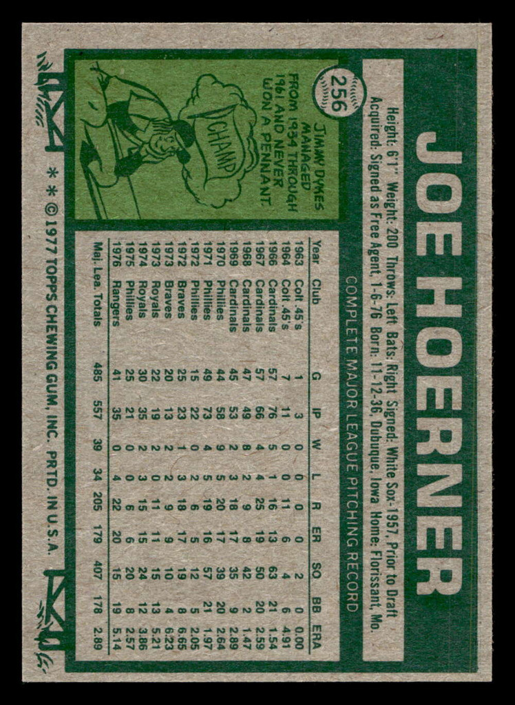1977 Topps #256 Joe Hoerner Near Mint+  ID: 516774