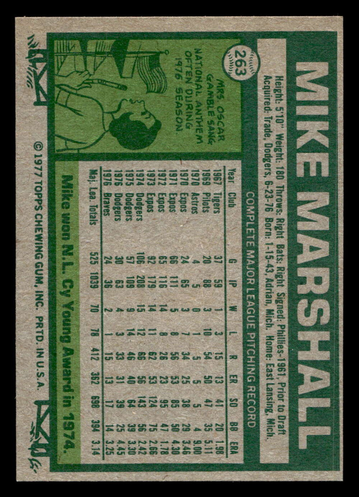 1977 Topps #263 Mike Marshall Near Mint  ID: 516802