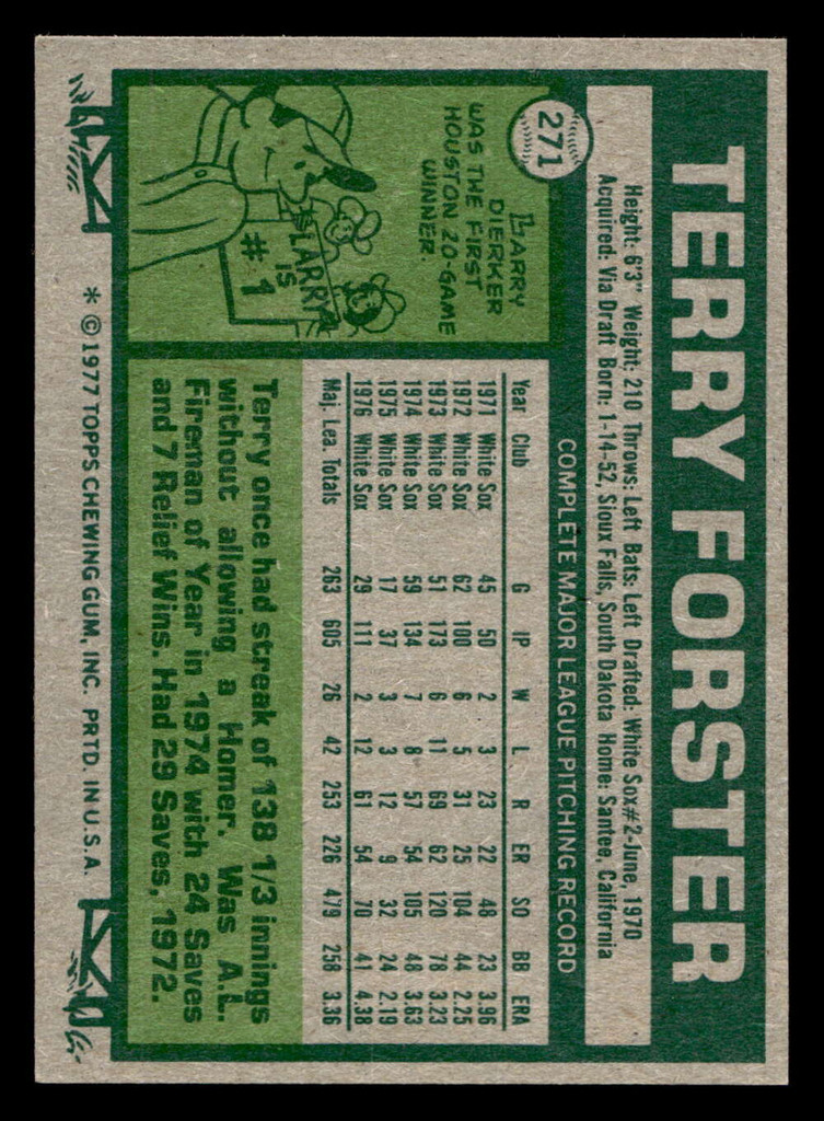 1977 Topps #271 Terry Forster Near Mint  ID: 516836