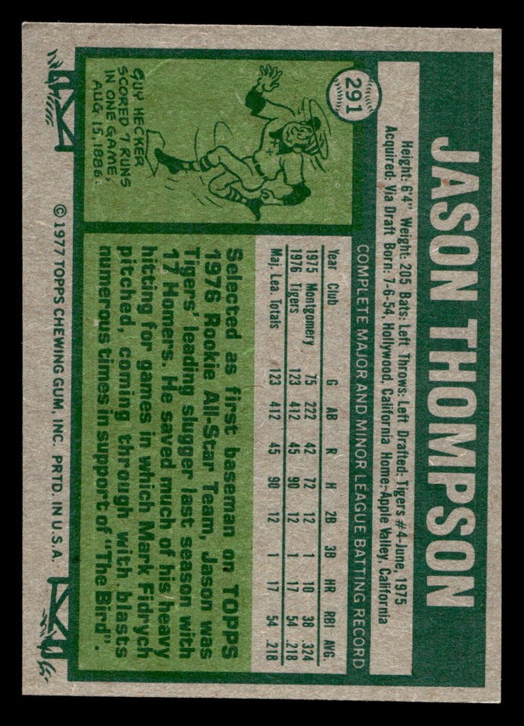 1977 Topps #291 Jason Thompson Very Good RC Rookie 