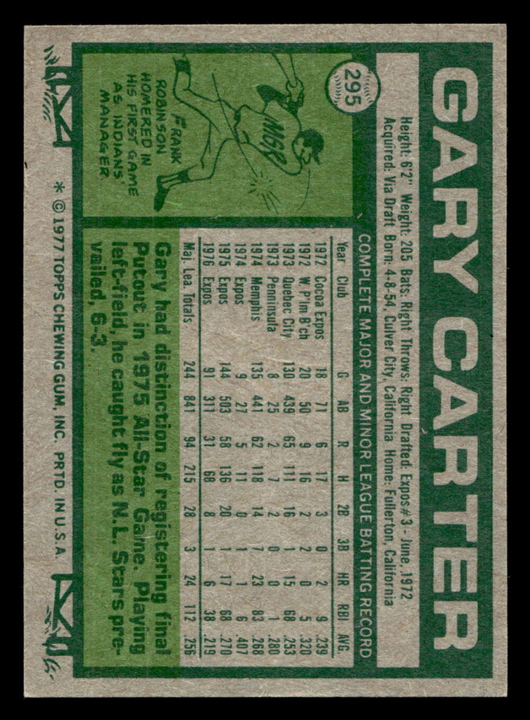 1977 Topps #295 Gary Carter VG-EX 