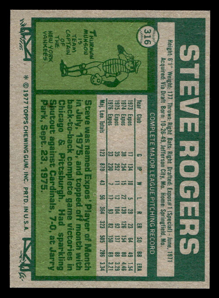 1977 Topps #316 Steve Rogers Ex-Mint  ID: 517014