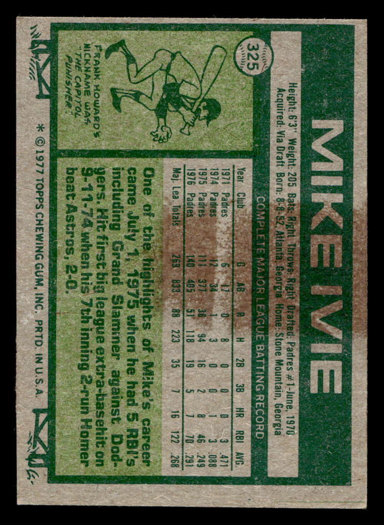 1977 Topps #325 Mike Ivie Ex-Mint  ID: 517050